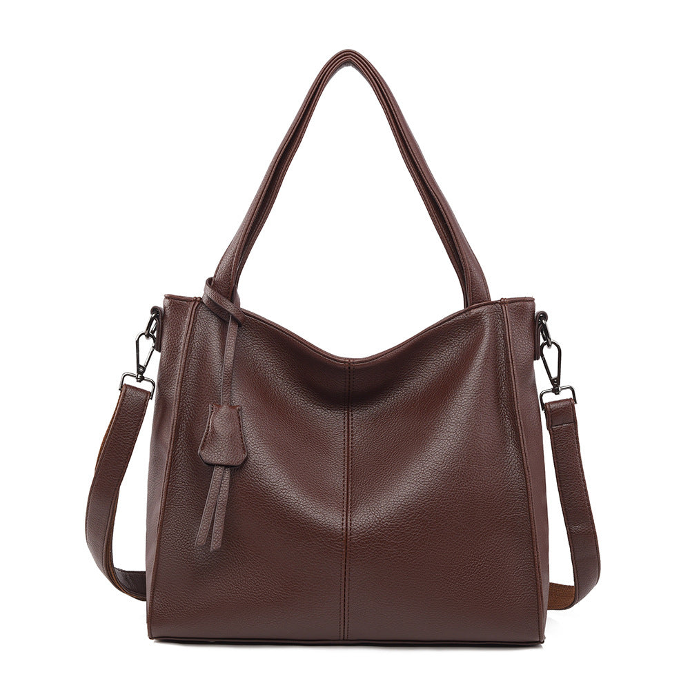 Women's Elegant Large Capacity Soft Leather Commuter High Shoulder Bags