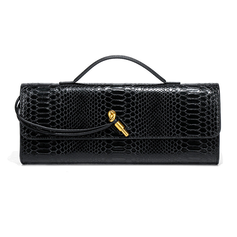 Snake Pattern Dinner Horizontal Clutch File Crossbody Bags