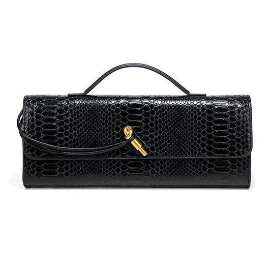 Snake Pattern Dinner Horizontal Clutch File Crossbody Bags