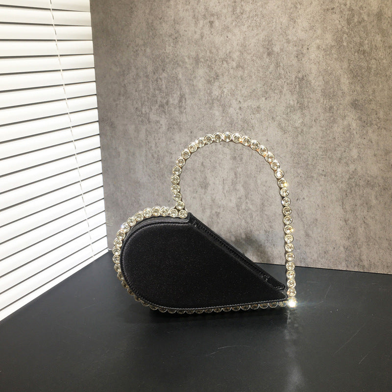 Women's Rhinestone Heart-shaped High-grade Hand Holding Diamond Evening Bags