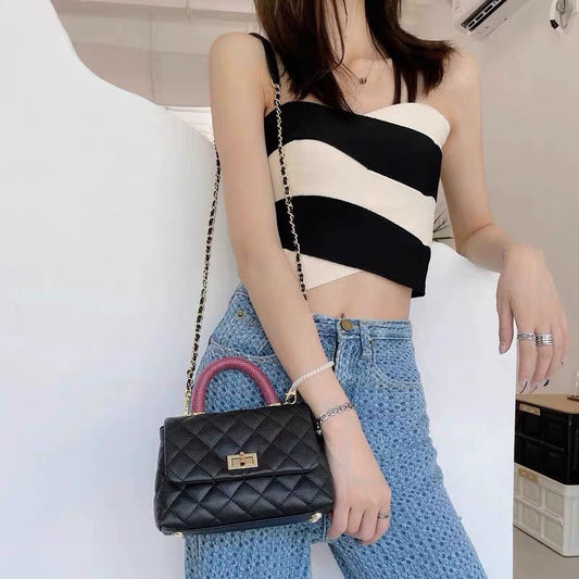 Women's Genuine Leather Mini Style Chain Mouth Crossbody Bags