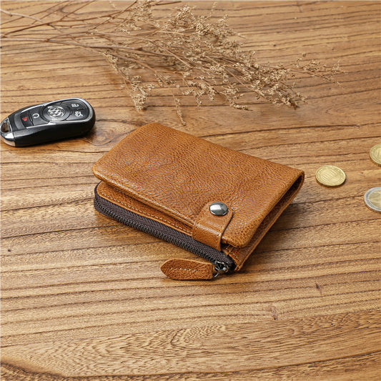 Men's Vegetable Tanned Cowhide Leisure Vertical Green Men's Wallets