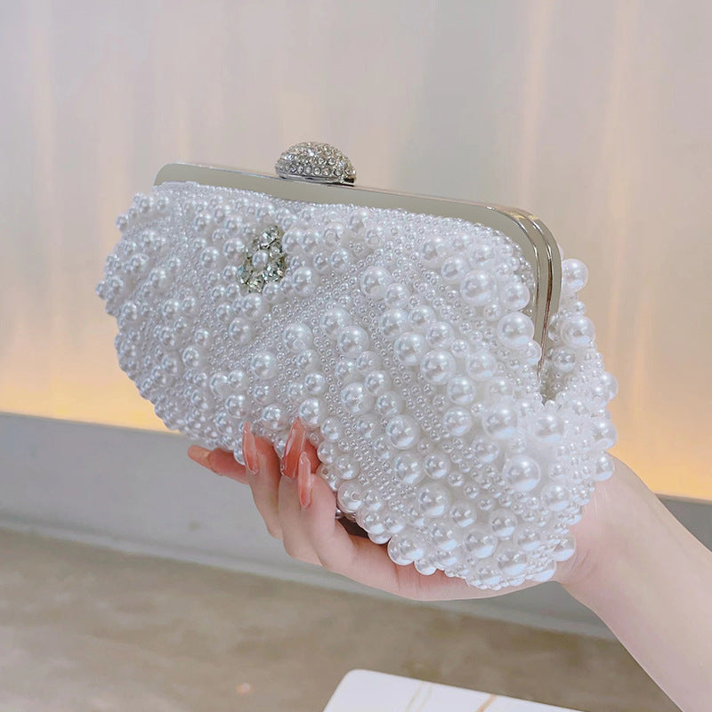 Women's Pearl Handmade Beaded Elegant Clutch Dress Evening Bags