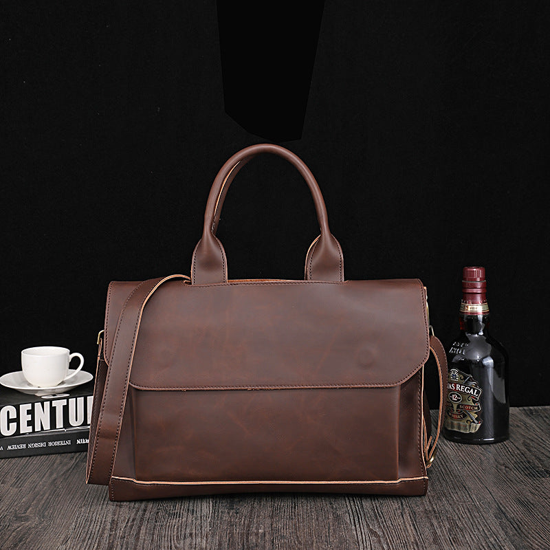 Men's Retro Korean Crazy Horse Leather Business Bags