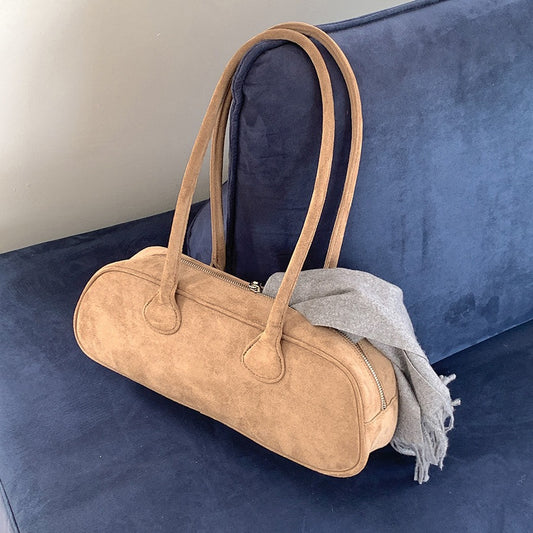 Women's Suede Baguette Fashion Arc Underarm Plush Shoulder Bags