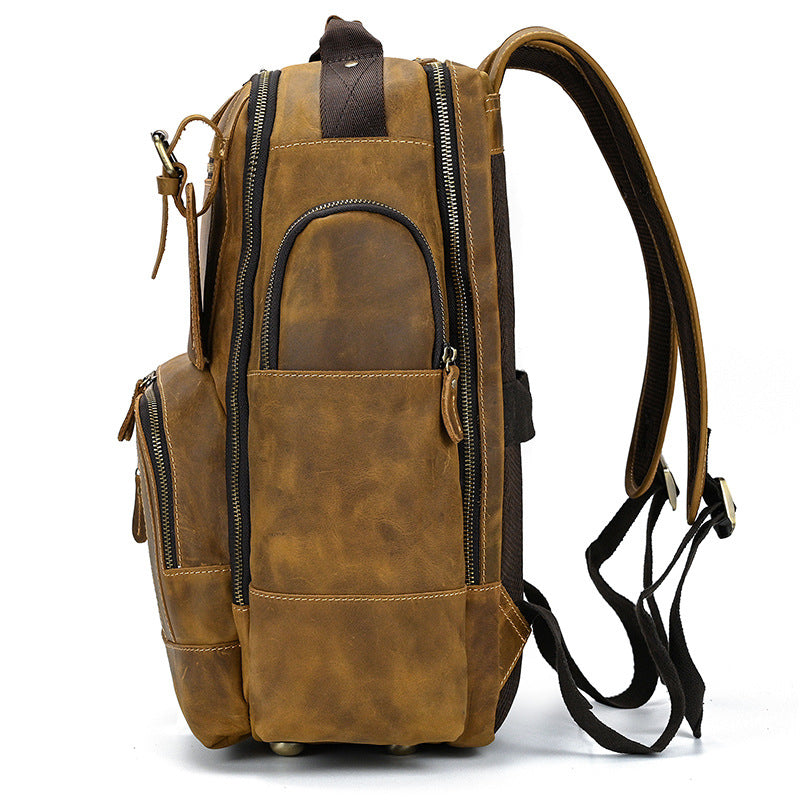 Men's Crazy Horse Leather Large Capacity Retro Backpacks