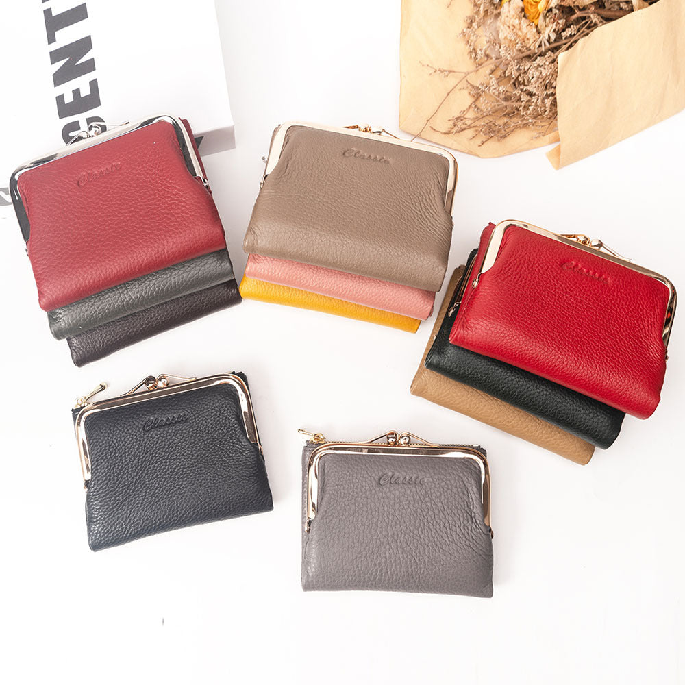 Women's Short Chic Genuine Leather Litchi Pattern Ladies Wallets
