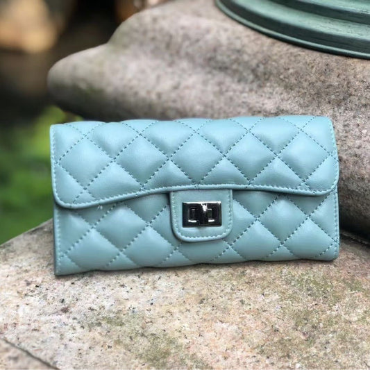 Sheepskin Female Rhombus Niche Long Fashion Genuine Coin Purses