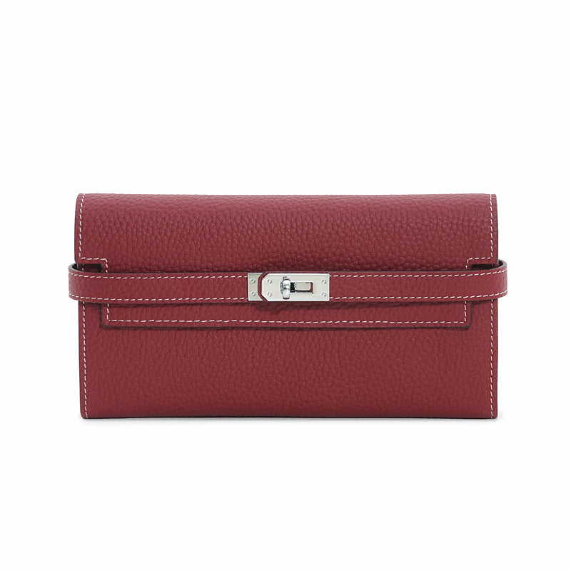 Women's First Layer Cowhide Clutch Litchi Pattern Fashion Ladies Wallets