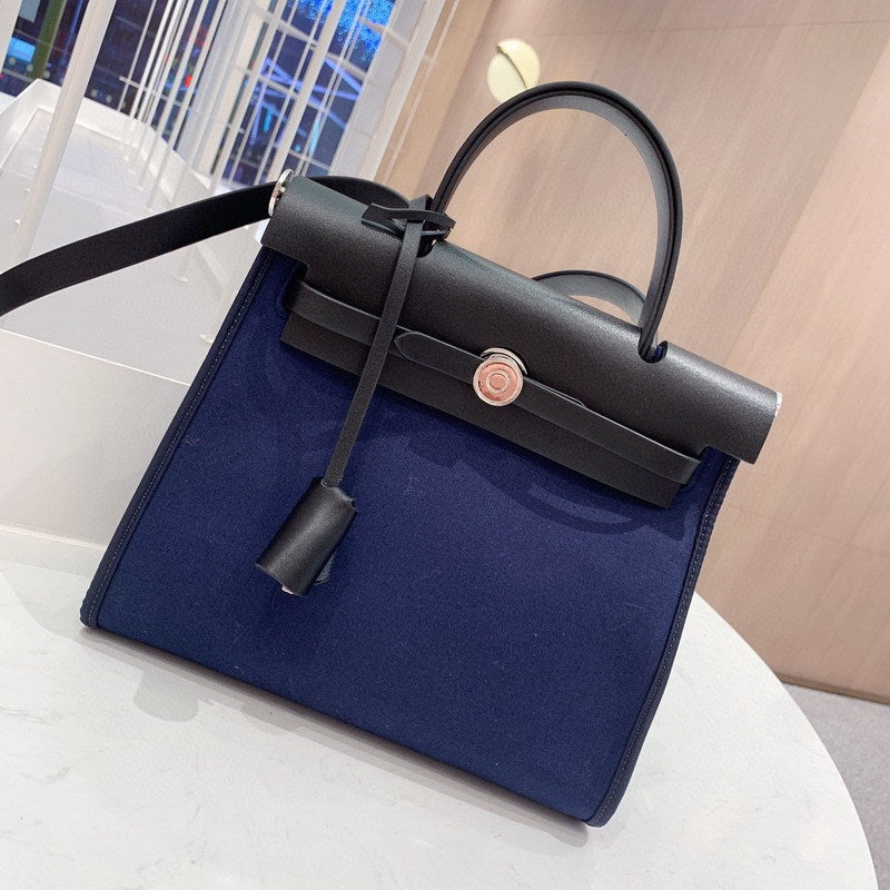 Graceful Classy Attractive Leather With Canvas Handbags