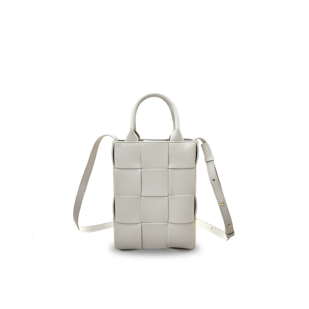 Women's Authentic Leather Weave Portable Korean Style Crossbody Bags