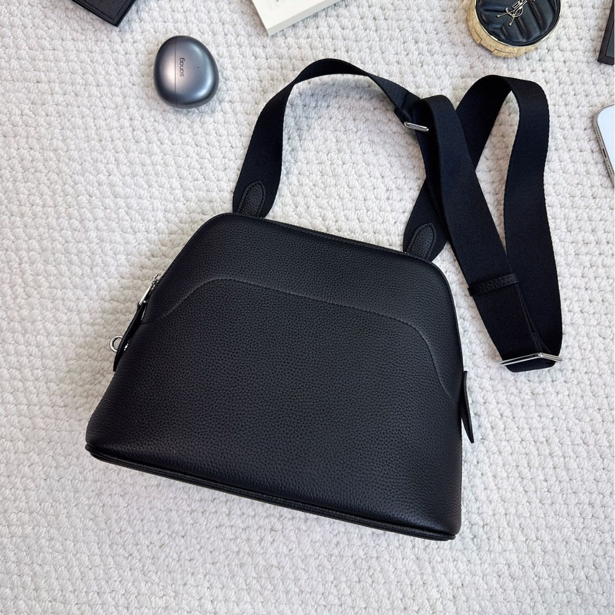 Cowhide Bowling Shell Unisex Fashion Commuter Shoulder Bags