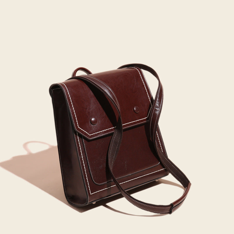Women's Leather Fashion Oil Wax Cowhide Vintage Backpacks