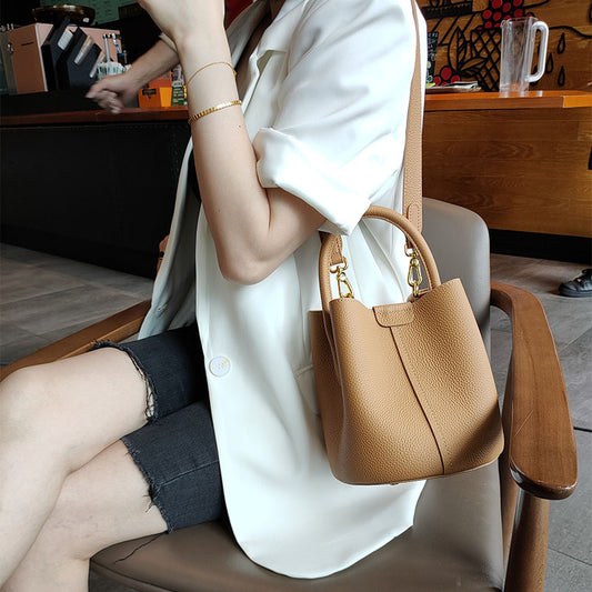 Top Layer Cowhide Deformation Large Capacity Handbags