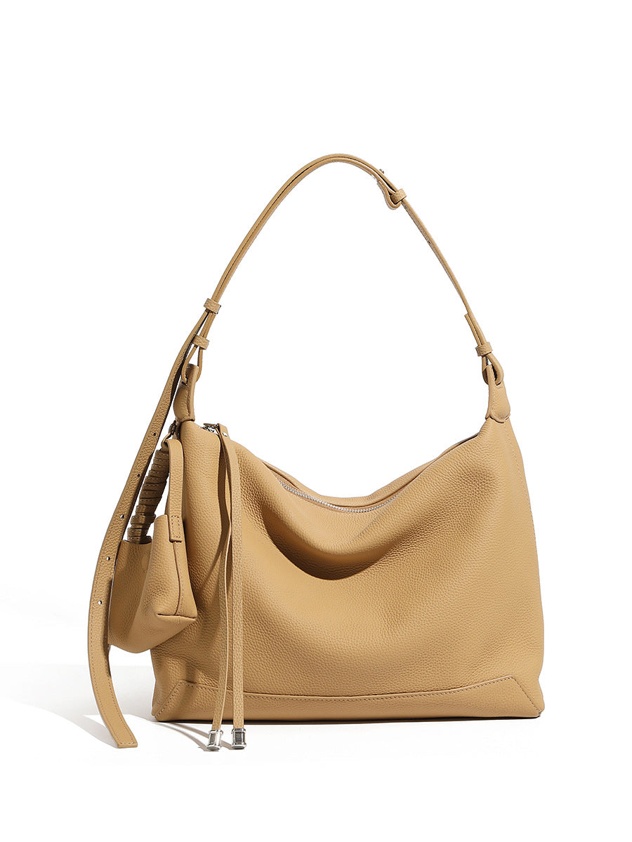 First Layer Cowhide Simple Leisure Commute Underarm Crossbody Bags