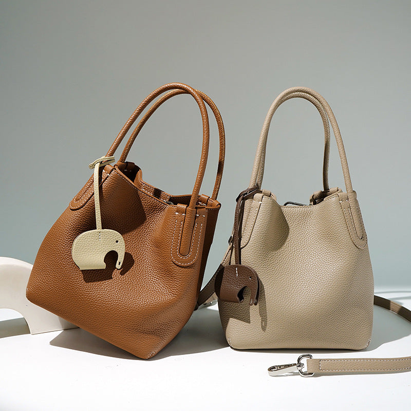 Classy Women's Vegetable Basket Genuine Leather Bags