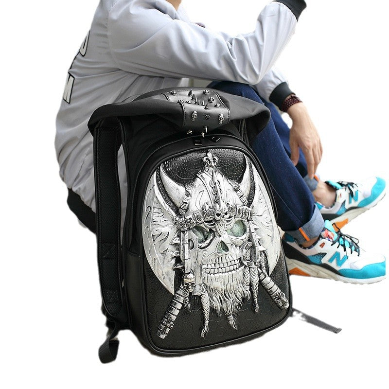 Women's & Men's & Computer Pirate Cap Rivet Backpacks