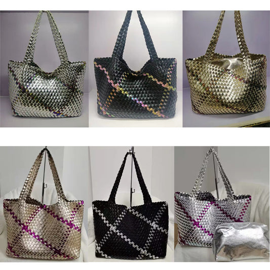 Snake Pattern Color Matching Hand-woven Mother Shoulder Bags