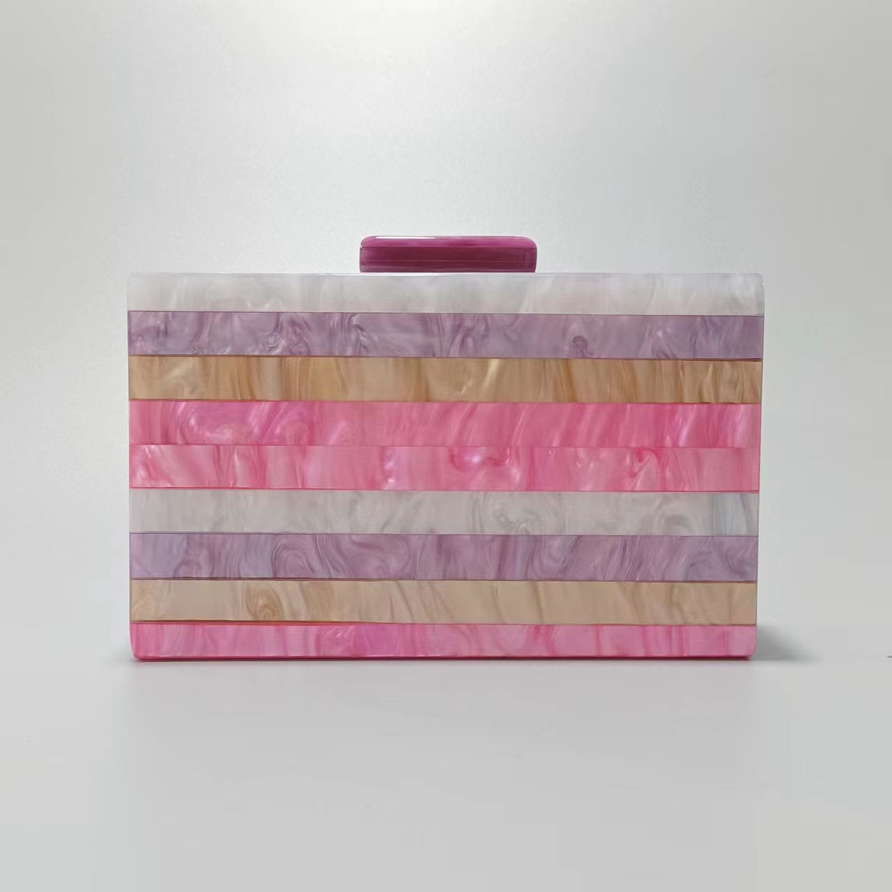 Women's Fashion Striped Stitching Pearlescent Acrylic Banquet Evening Bags