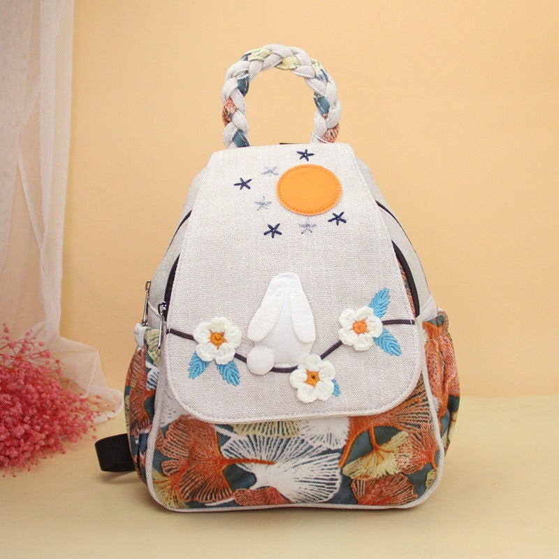 Style Cute Rabbit Woven Portable Versatility For Backpacks
