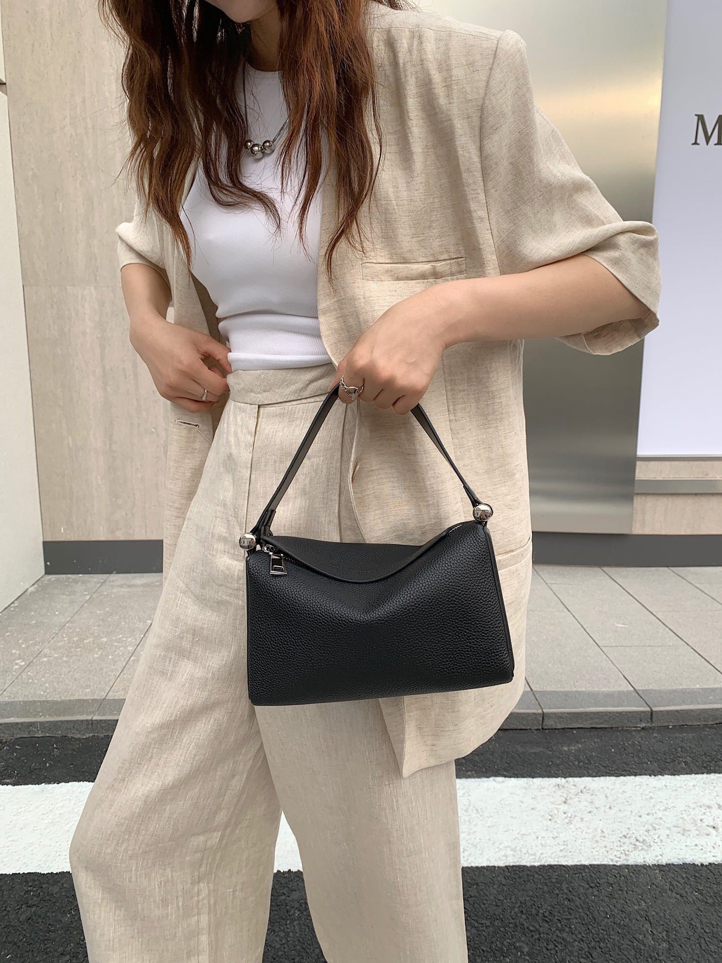 Women's Cowhide Design Boston Pillow Large Capacity Handbags