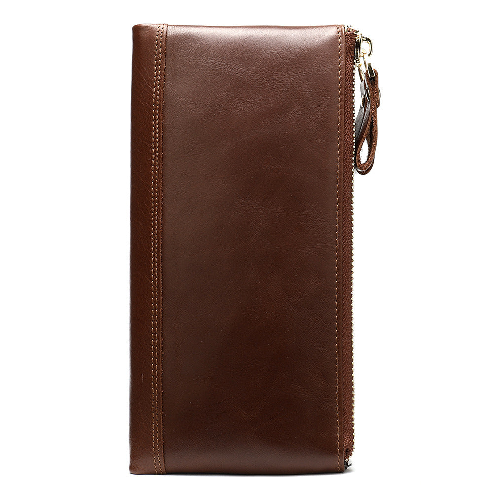 Men's Real Leather Long Portable Versatile Clutch Purses