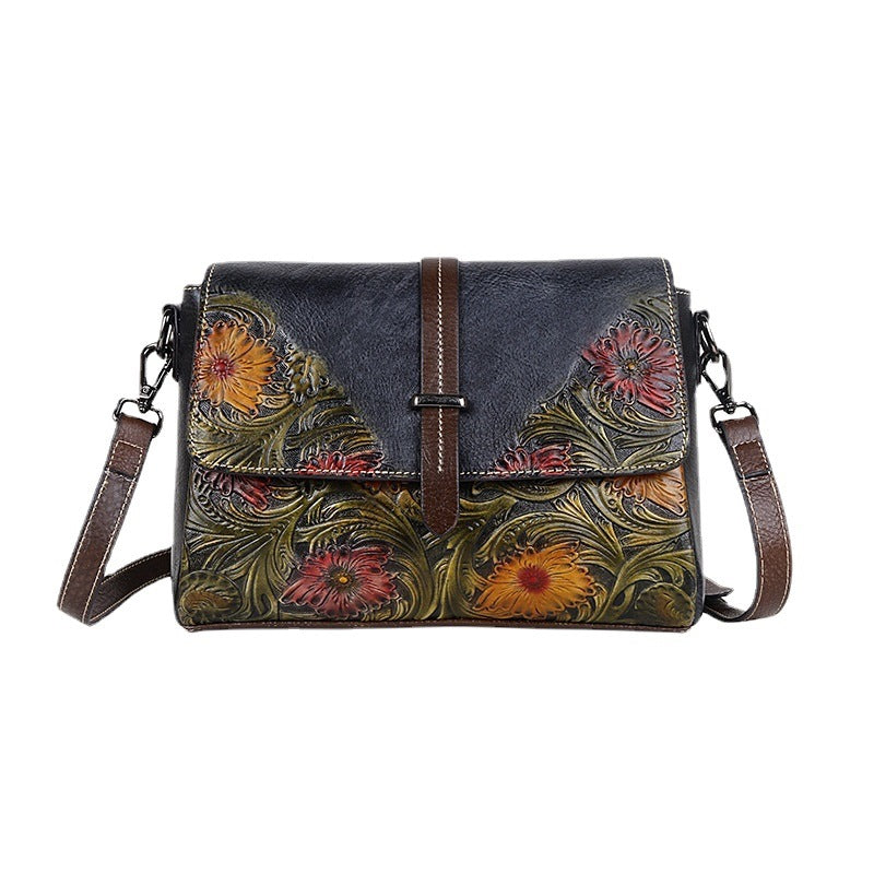 Summer First Layer Cowhide One Embossing Shoulder Bags