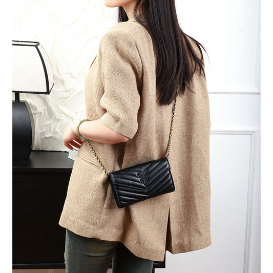 Women's High-grade Sheepskin Chain Mobile Genuine Leather Ladies Wallets