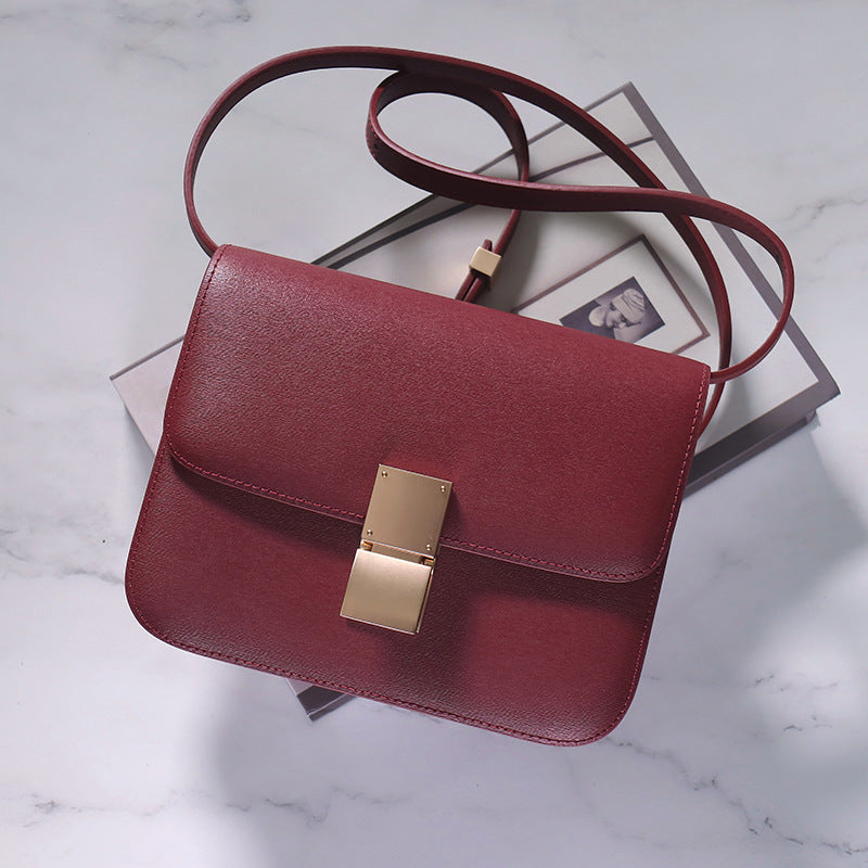 Women's Rub Grain Cowhide Leather Retro Toothpick Crossbody Bags