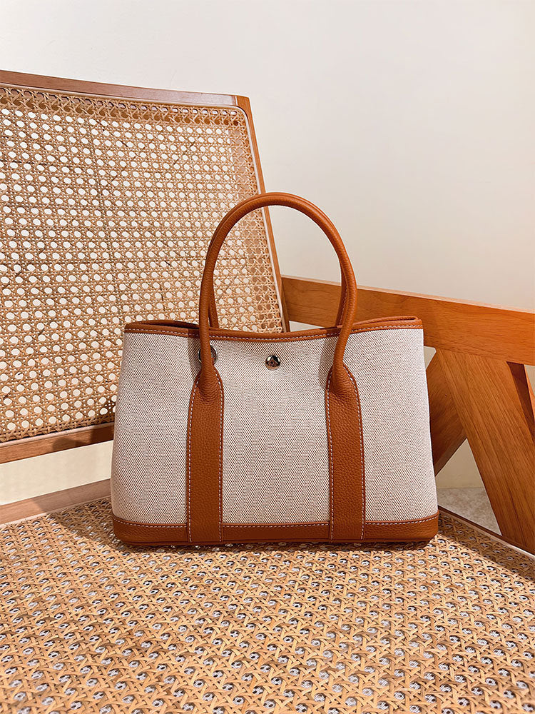 Women's Handmade Genuine Leather Color-matching Large Capacity Handbags