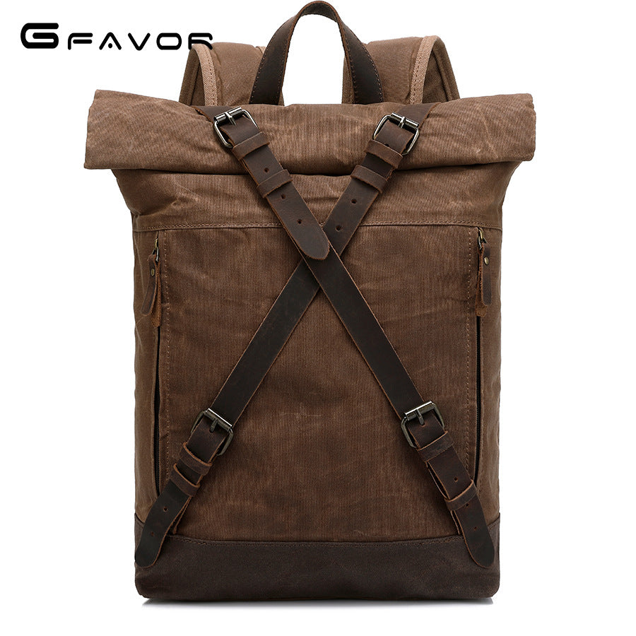 Men's Retro Waterproof Oil Wax Canvas Crazy Backpacks