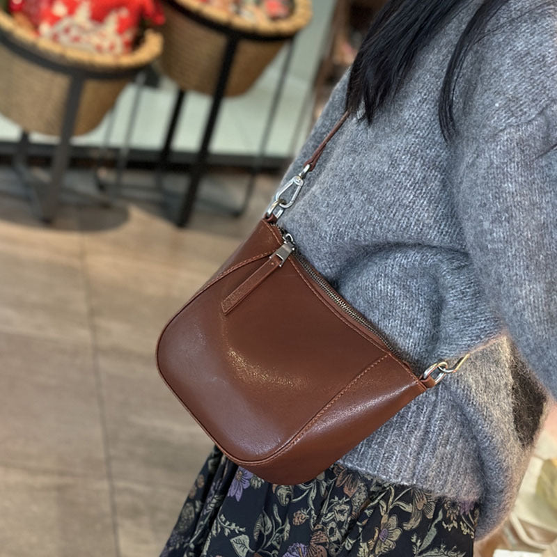 Women's Spring Genuine Leather Single High Sense Crossbody Bags