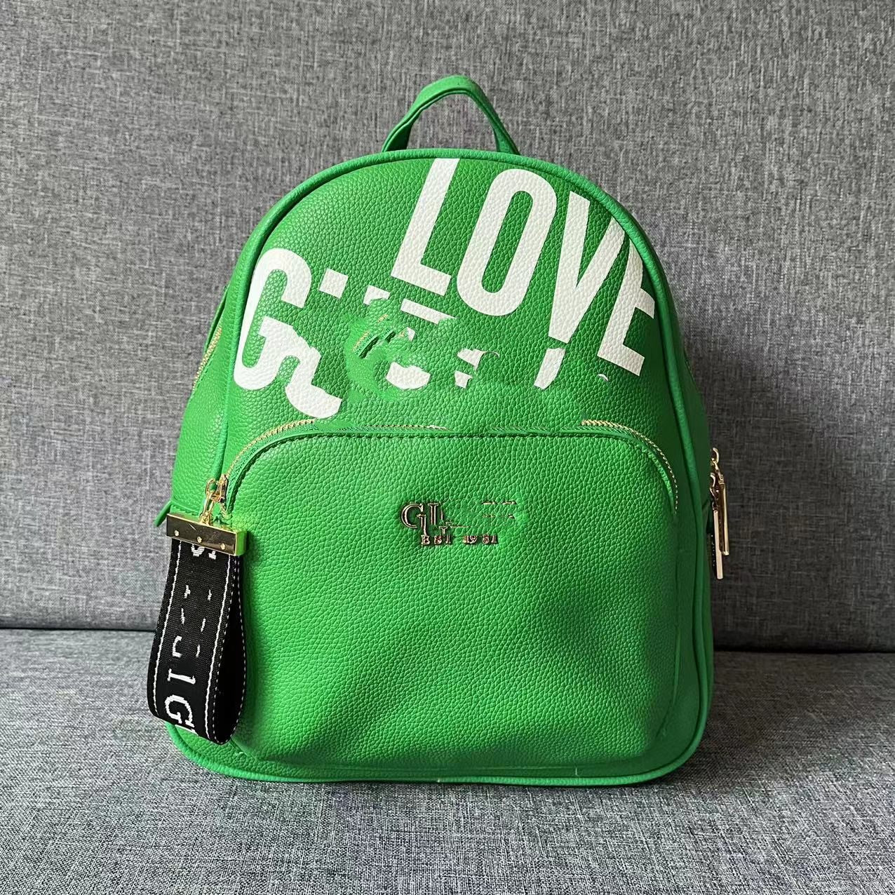 Women's Trendy Simple Solid Color Letter Large Backpacks