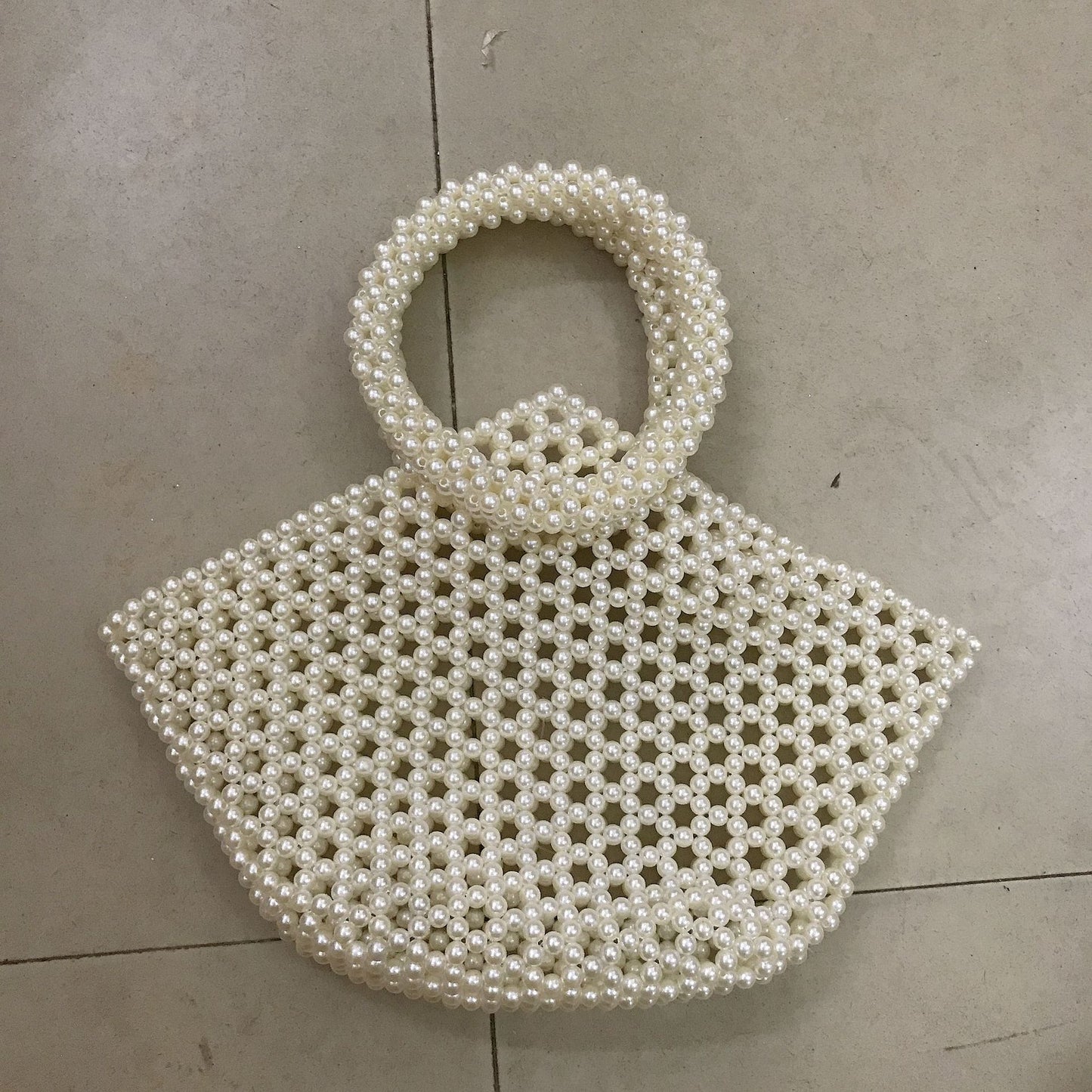 Women's Beads Vegetable Basket Hollow Triangle Round Handbags