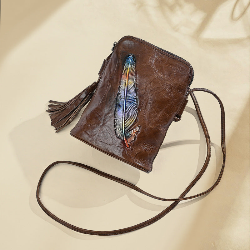 Women's Genuine Leather First Layer Cowhide Personality Crossbody Bags