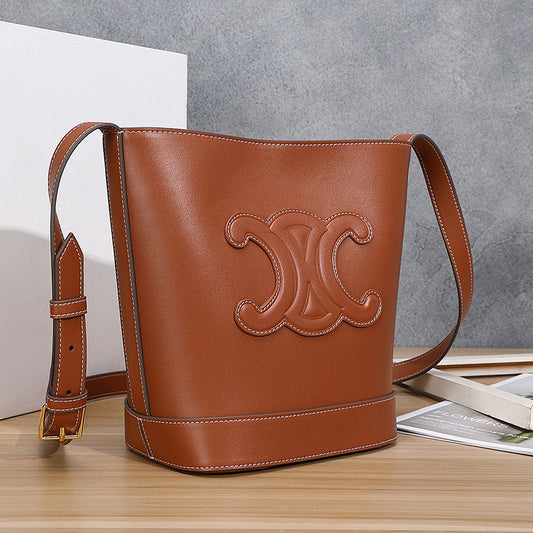 Capacity Arc Genuine Leather Graceful Fashionable Shoulder Bags