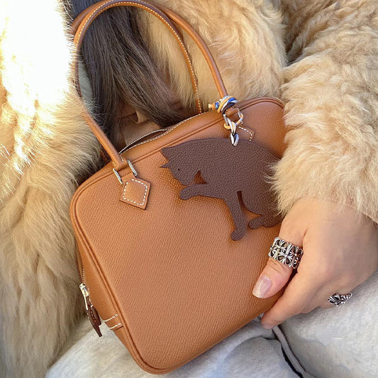 White Layer Cowhide Vintage Portable Pillow Handbags