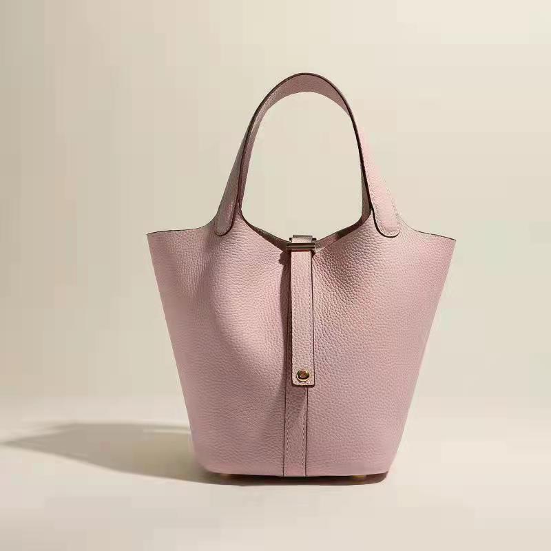 Women's Leather Vegetable Basket Layer Cowhide Large Handbags