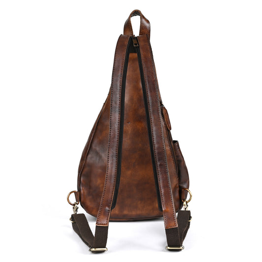 Hand-rub Color Leather Vintage Distressed Top Backpacks