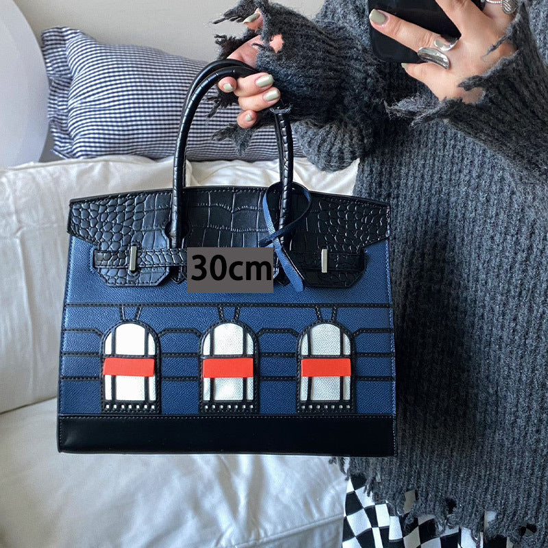 Women's House High-grade Exquisite Color Matching Design Crossbody Bags