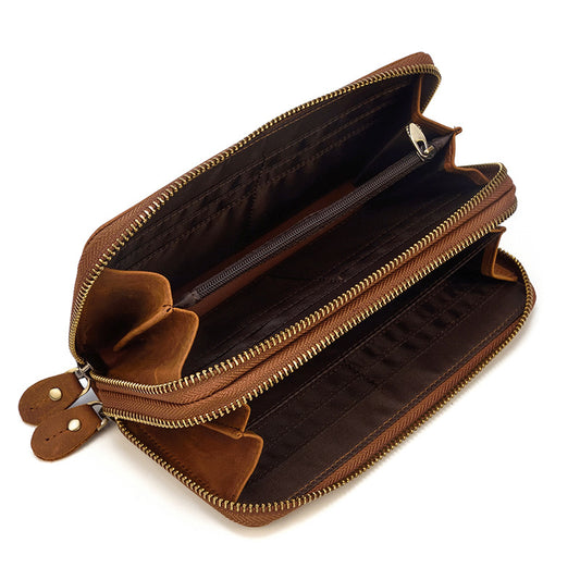 Men's Crazy Horse Leather Long Business Retro Men's Wallets
