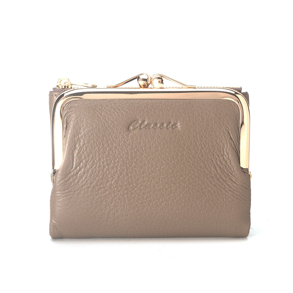 Women's Short Chic Genuine Leather Litchi Pattern Ladies Wallets