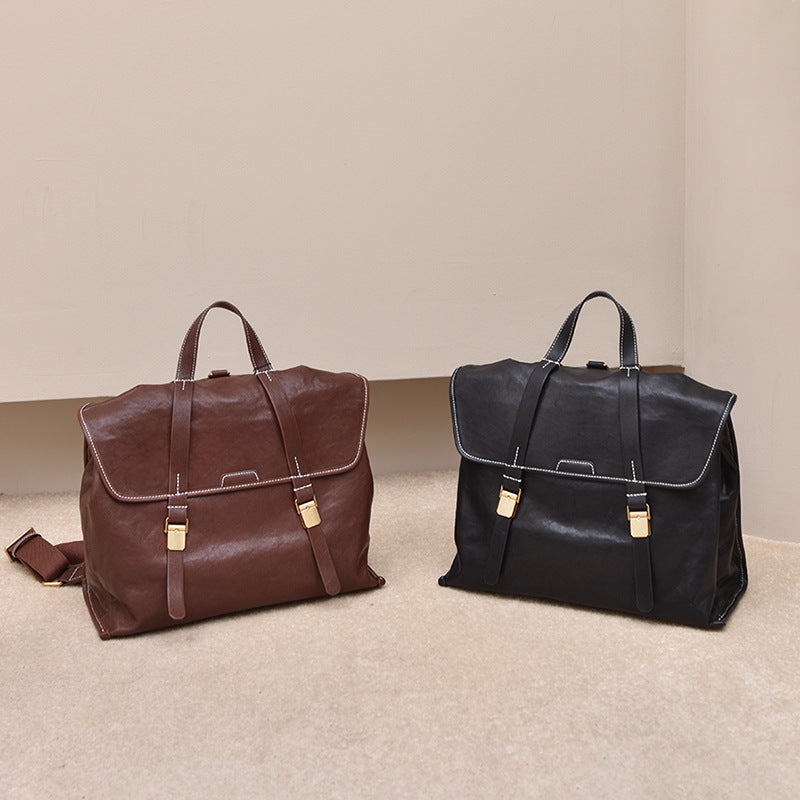 Women's Vegetable Tanning Leather Loose Under The Mountain Backpacks