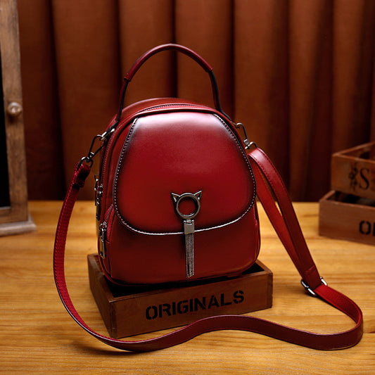 Women's Oil Wax Skin Korean Style Easy Backpacks