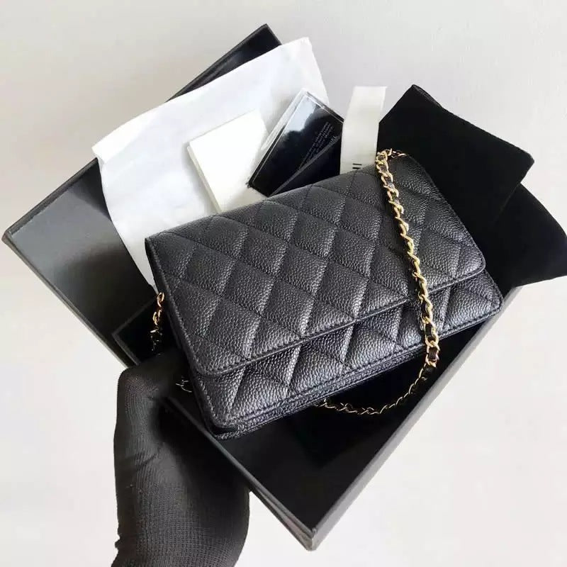 Fashion Simple Female Designer High Quality Genuine Leather Chain Crossbody Bags