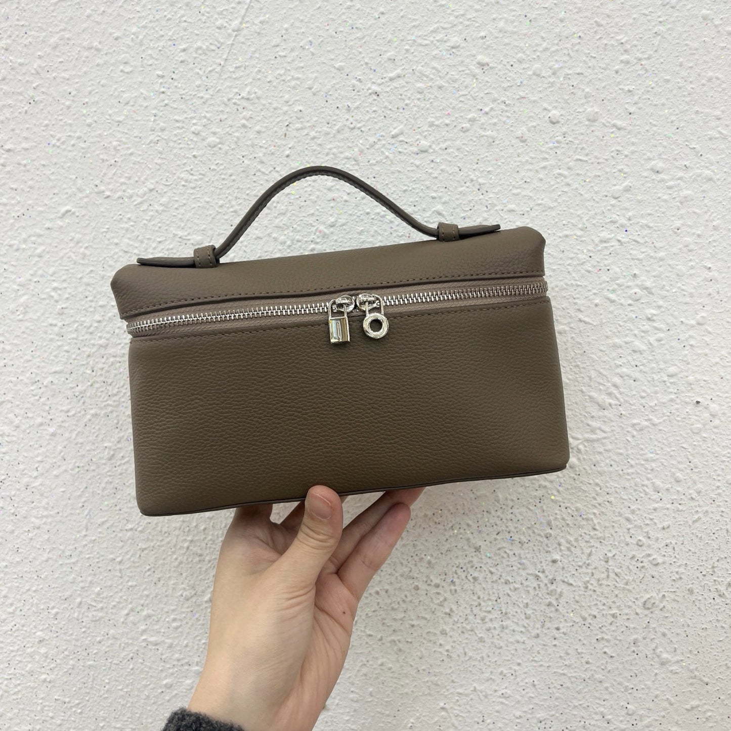 Women's Genuine Leather Graceful Lunch Box Litchi Crossbody Bags