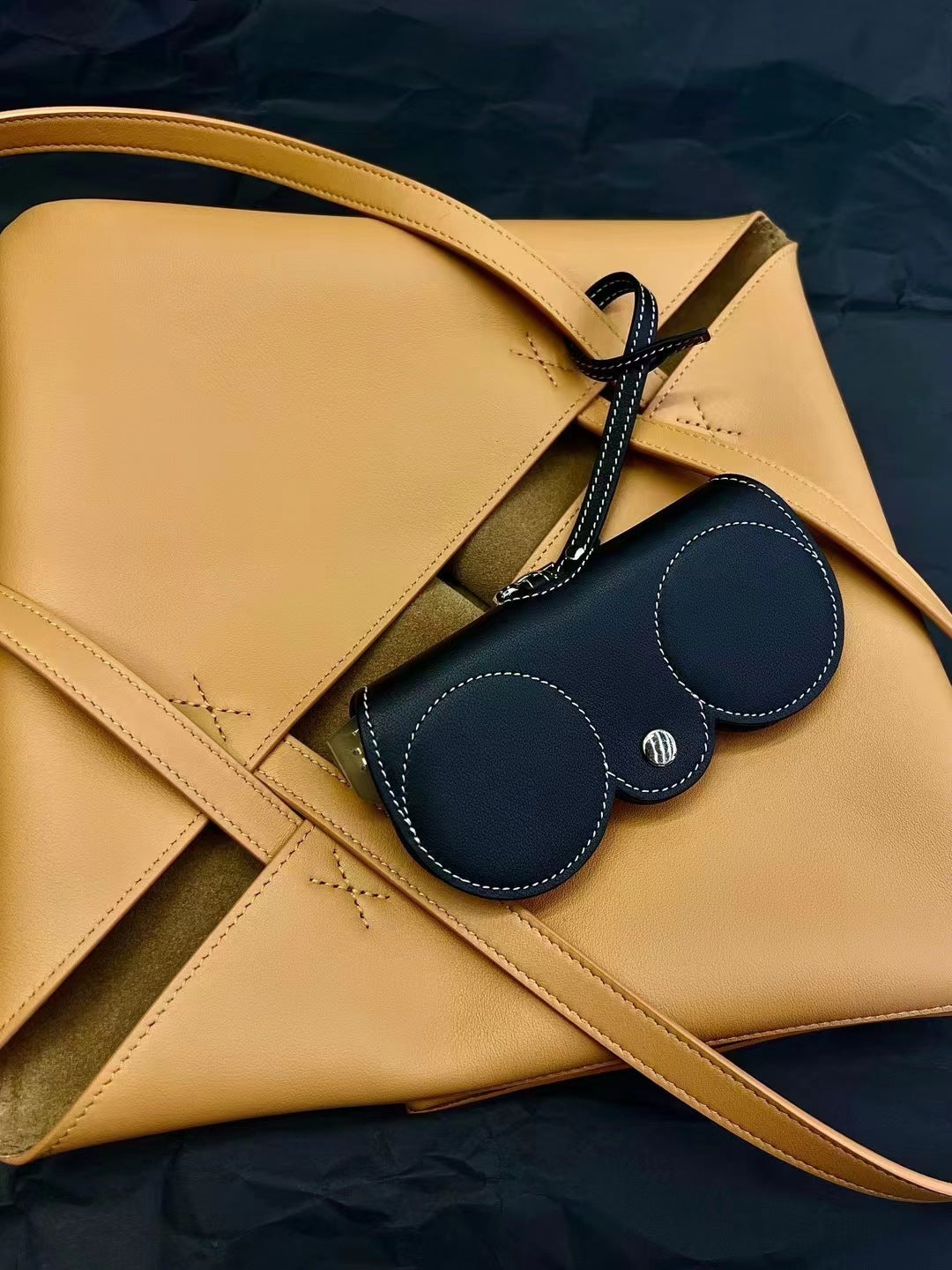 Layer Cowhide Glasses Storage Portable Sunglasses Protective Crossbody Bags