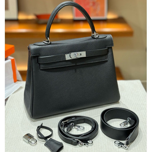 Women's Layer Cowhide Kelly Wide Strap High Handbags