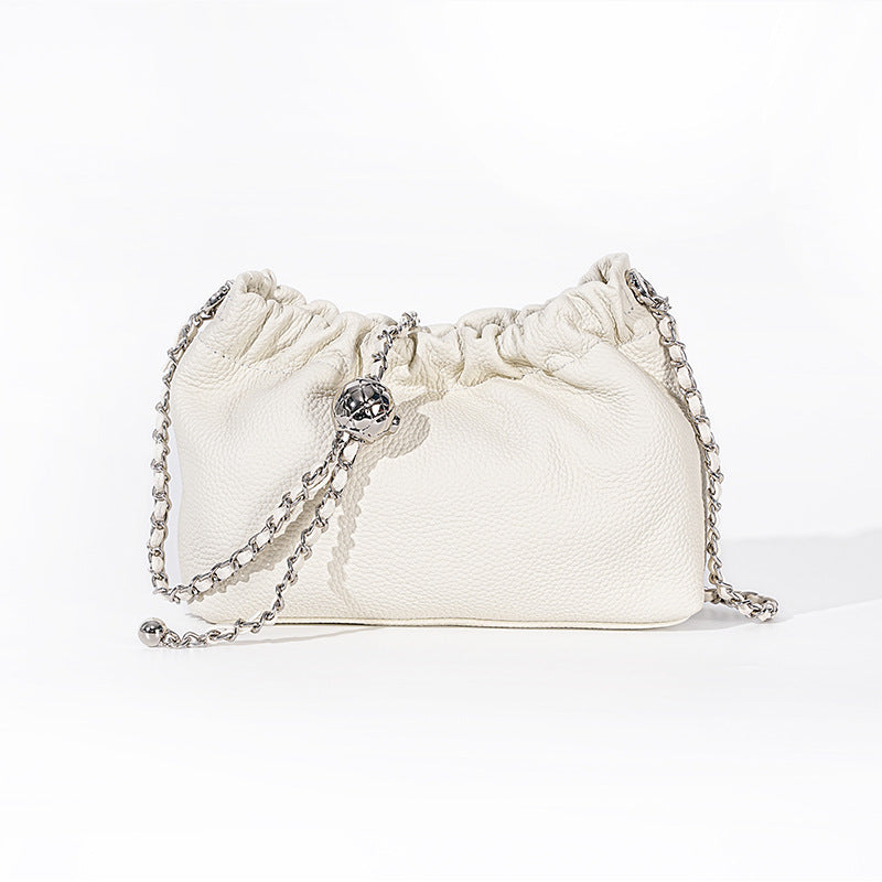 Women's Female Lady First Layer Cowhide Cloud Shoulder Bags