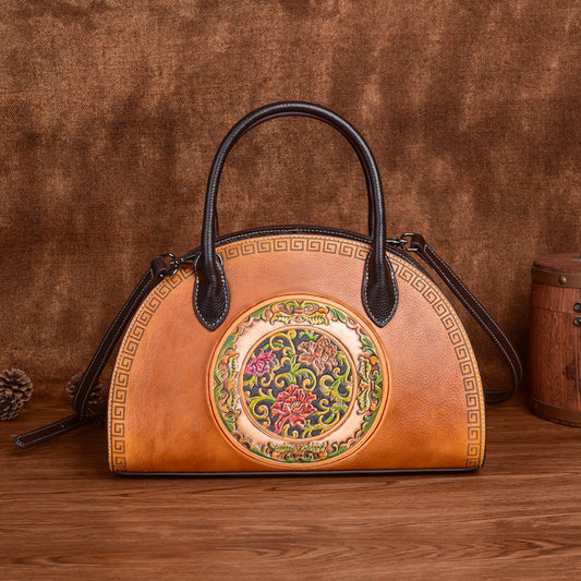 Women's Layer Cowhide Chinese Style Dumpling Unique Craft Handbags